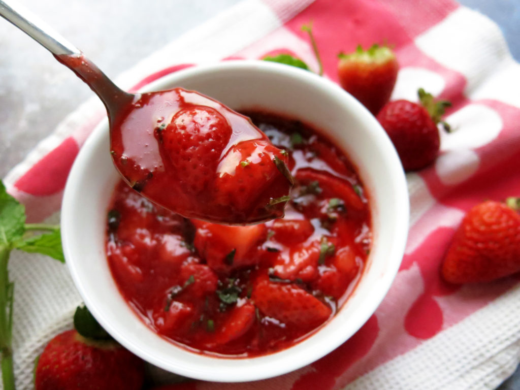 Strawberry Mint Compote on Spoon