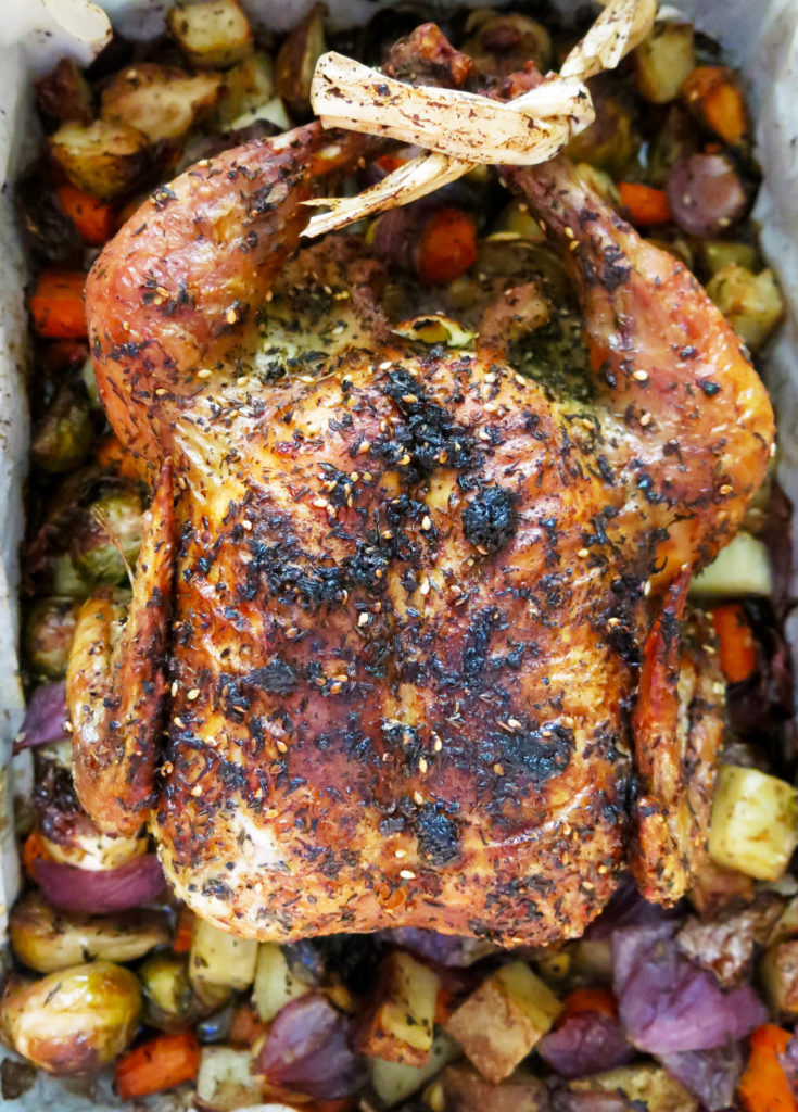 Za'atar and Lemon Roasted Chicken vertical overhead