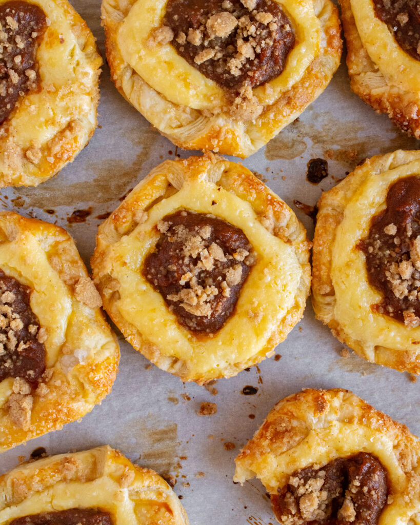 overhead shot of Pumpkin Cream Cheese Danish