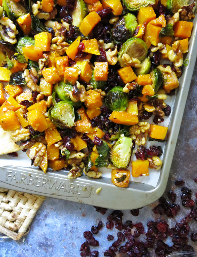 Roasted Brussels Sprouts and Butternut Squash with an Apple Cider Vinaigrette
