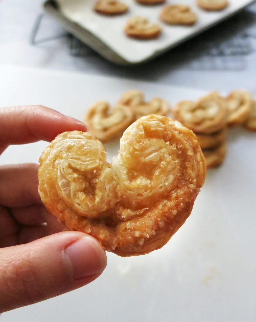 holding Easy Palmier Cookies macro shot