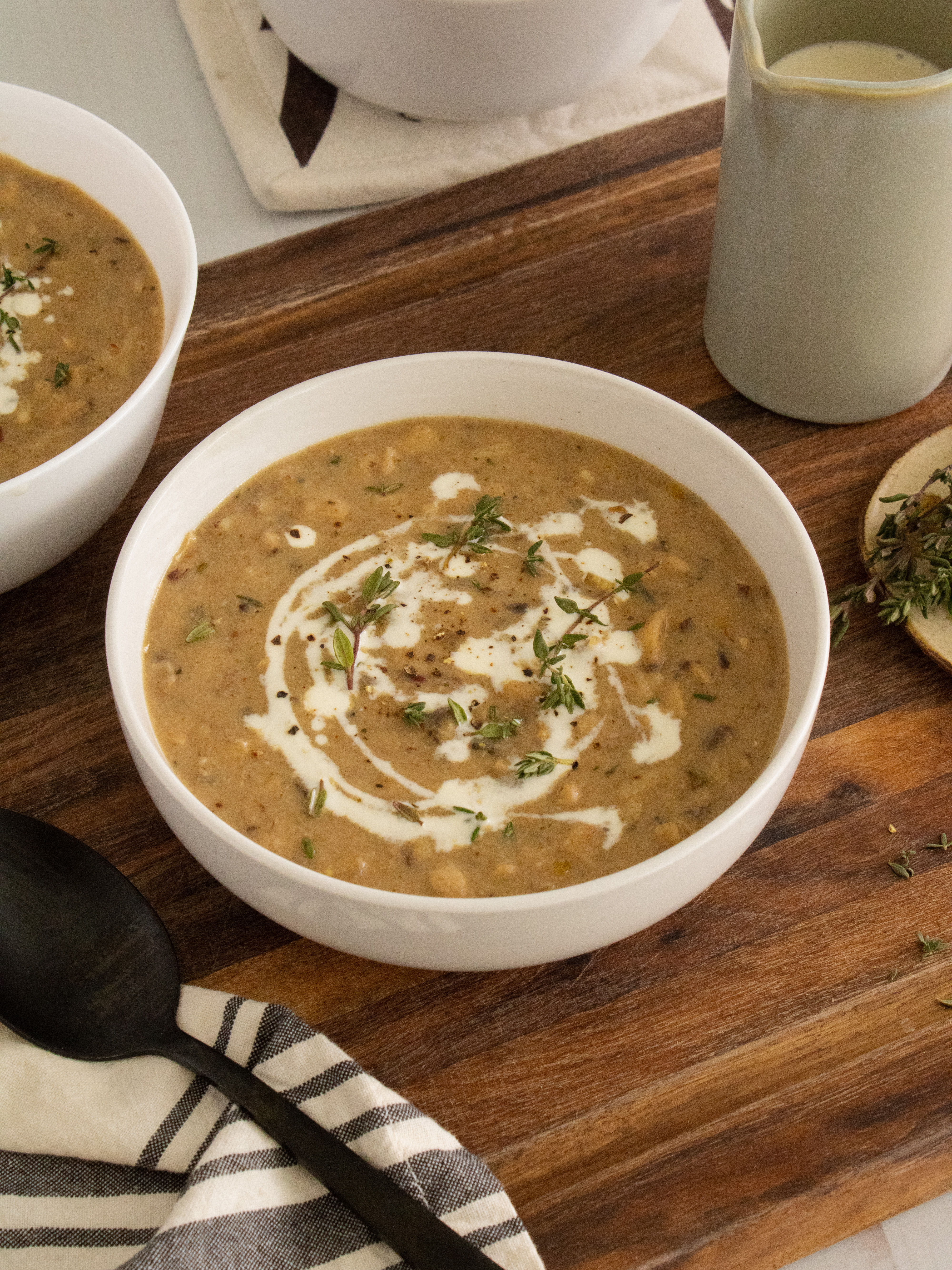 bowl of Creamy Mushroom Wild Rice Soup