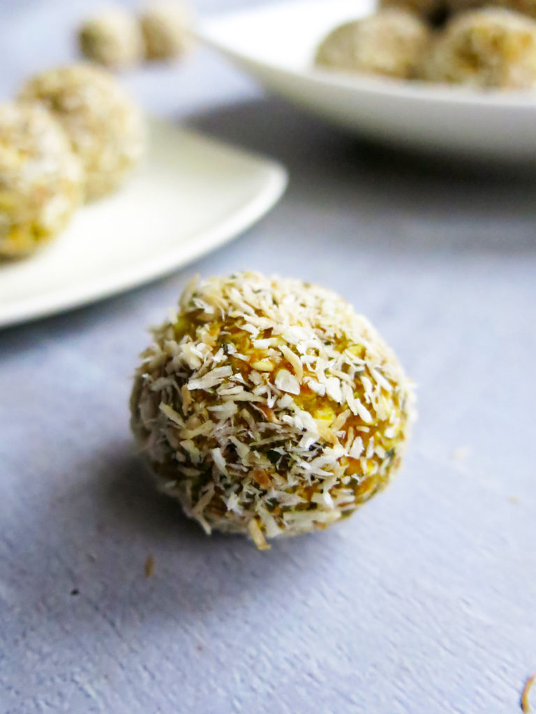 Lemon Coconut Power Bites macro shot