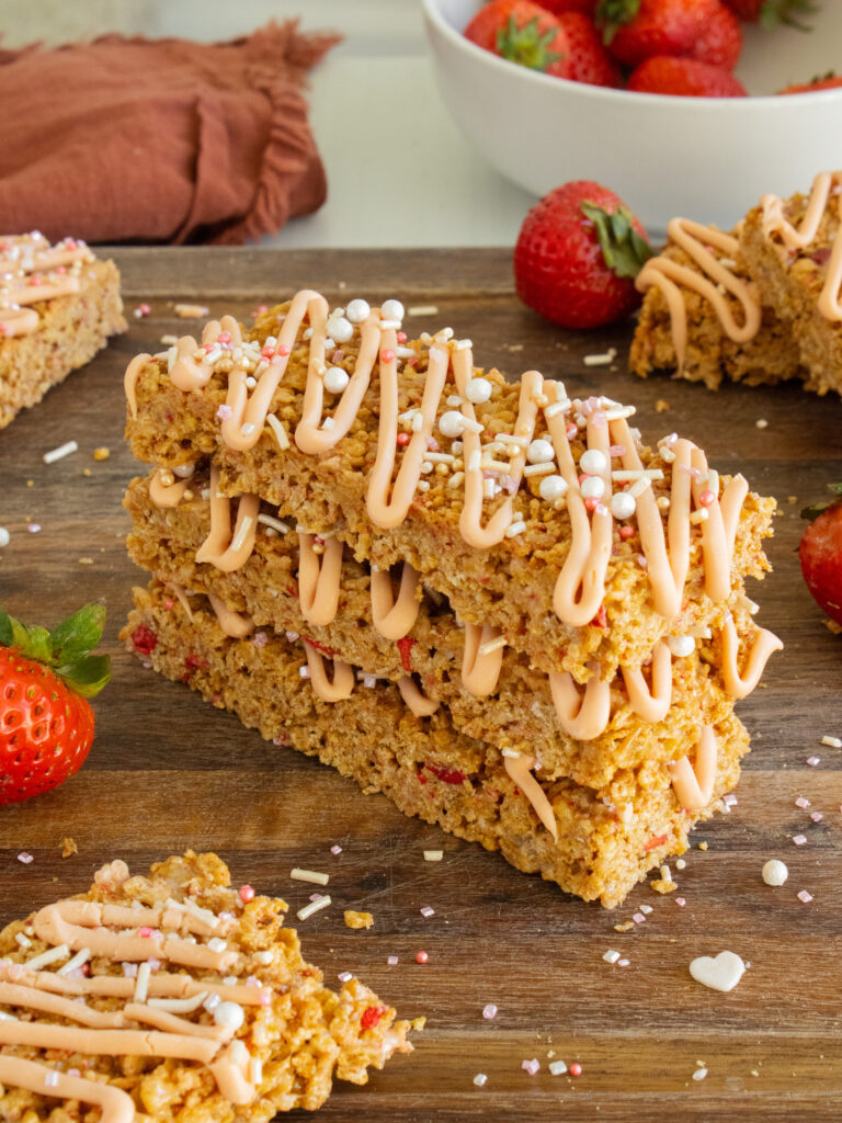stack of Strawberry Cereal Bars