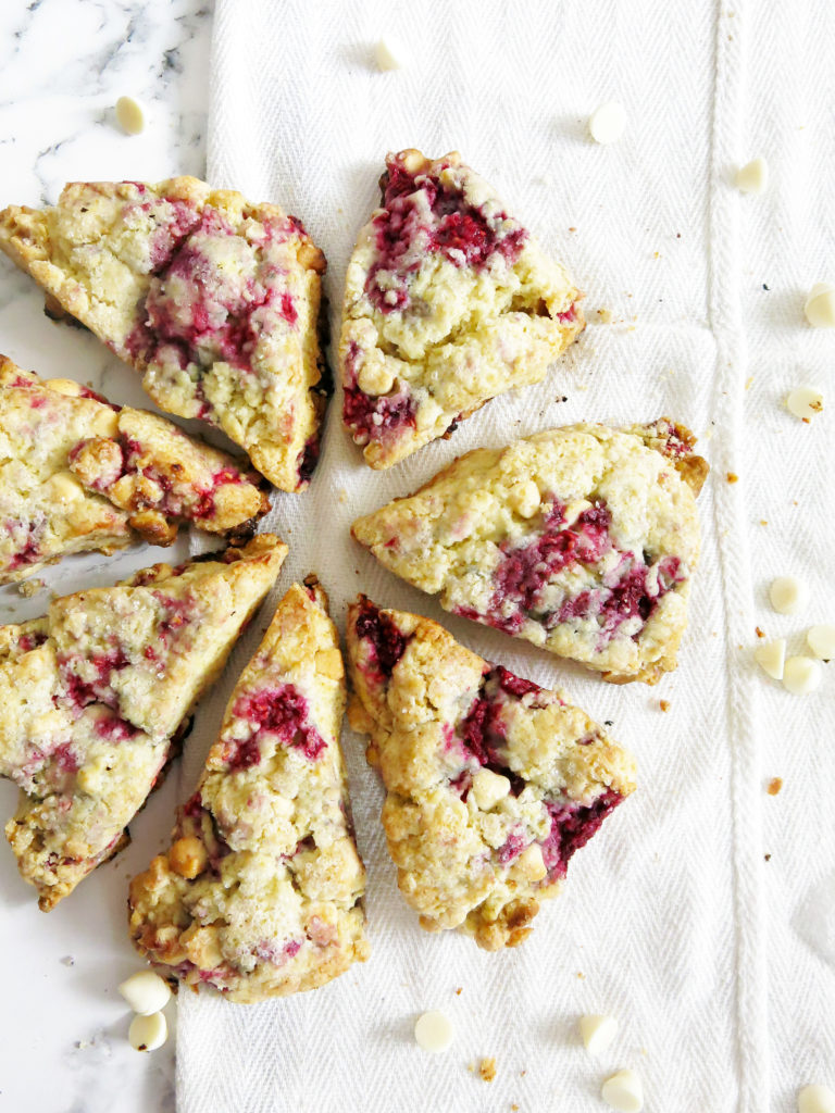 Raspberry White Chocolate Chip Scones circle