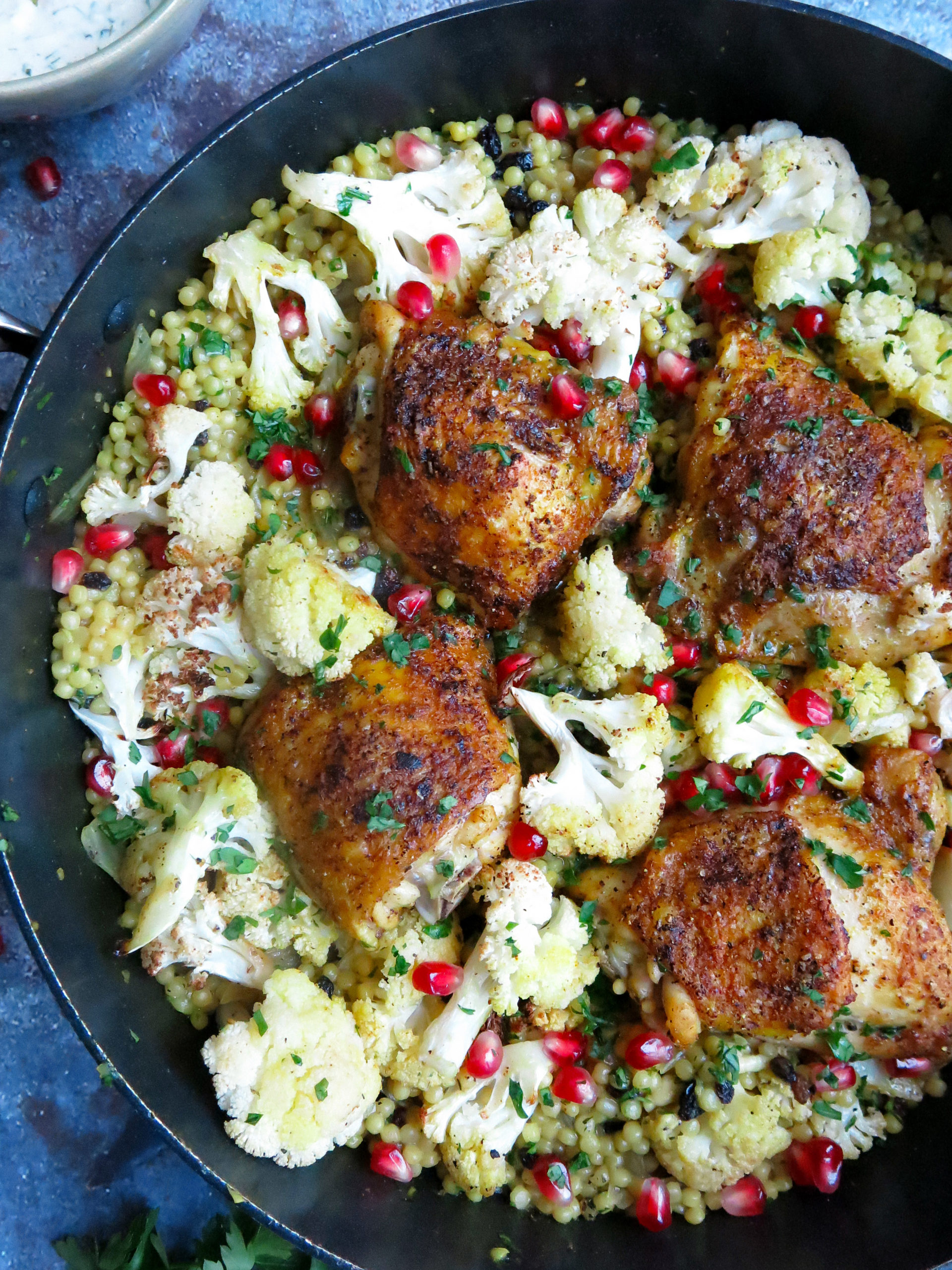 Curried Chicken and Couscous with a Tahini Yogurt Sauce - Olives & Lamb