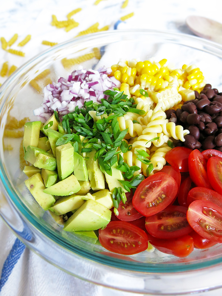 Southwest Pasta Salad ingredients