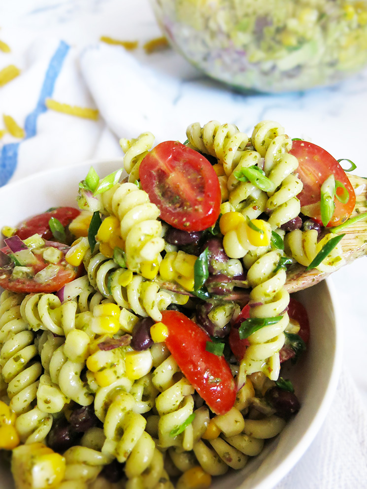 macro shot of Southwest Pasta Salad