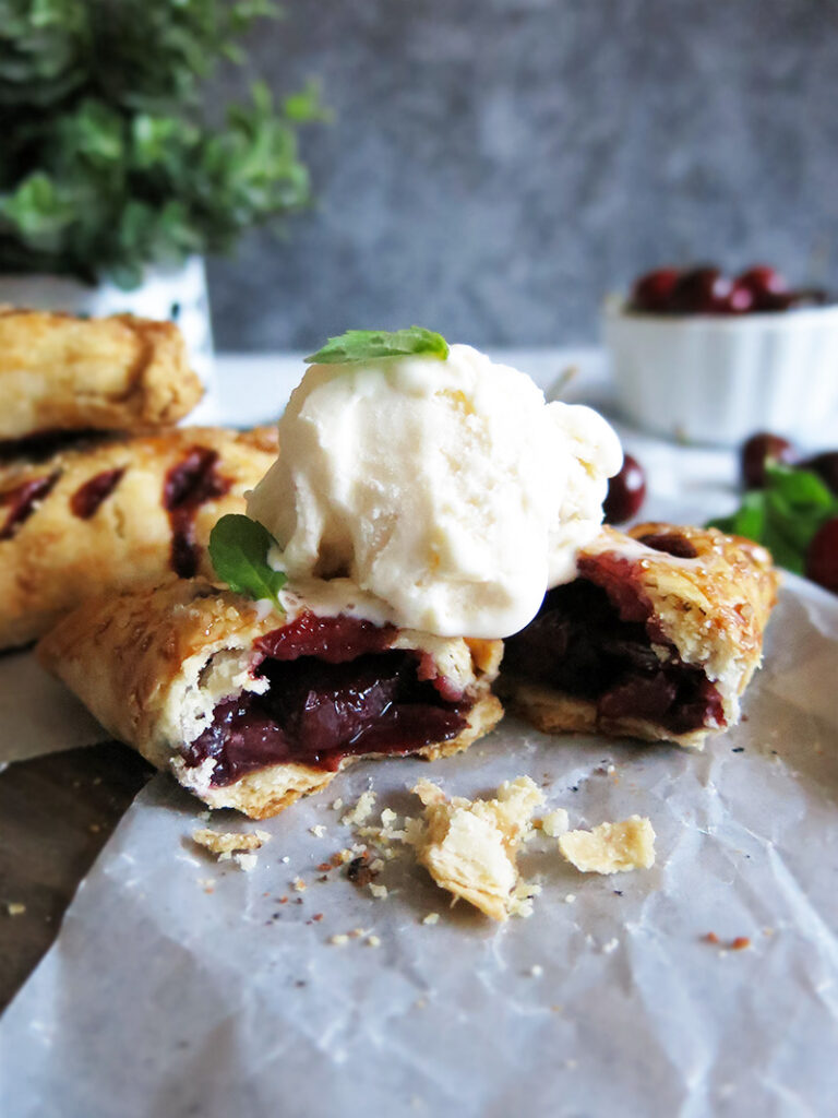 Cherry Hand Pies with ice cream