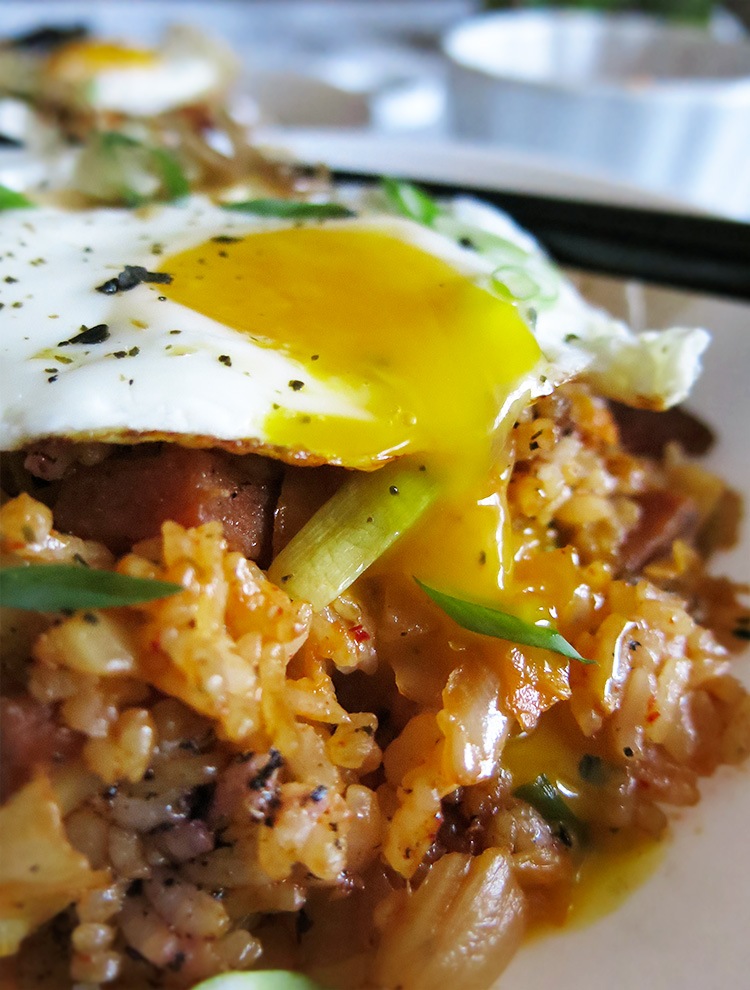 Kimchi fried rice runny egg yolk
