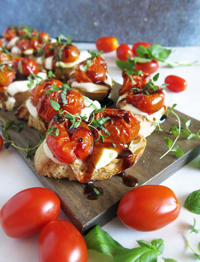 Whipped Feta and Ricotta Crostini with Roasted Tomatoes
