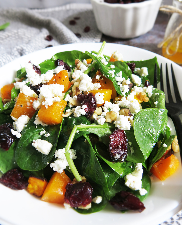 Butternut Squash Spinach Salad
