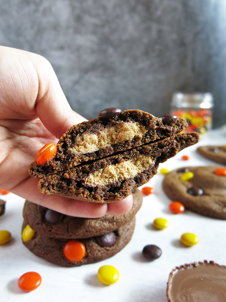 Reese's Stuffed Chocolate Cookies