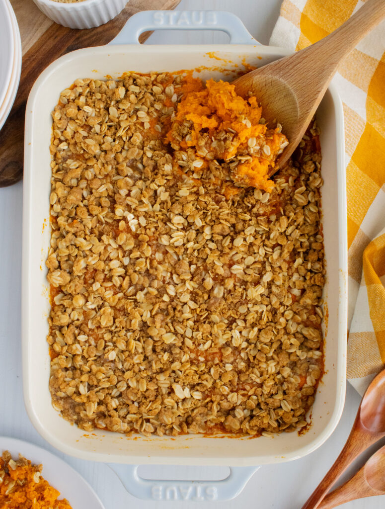 overhead shot of sweet potato casserole