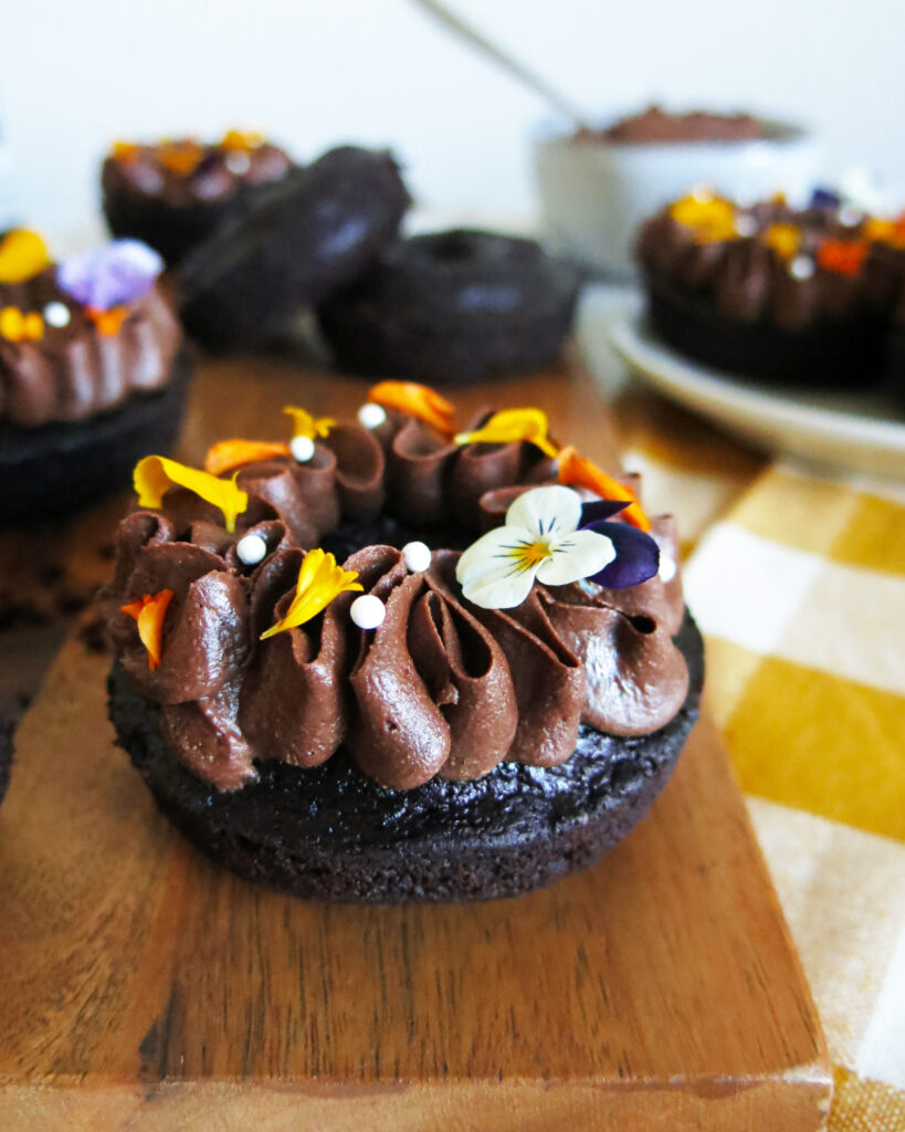close up of Red Wine Chocolate Donuts