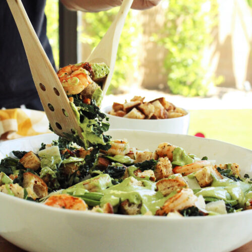 green caesar dressing Green Goddess Kale Caesar Salad