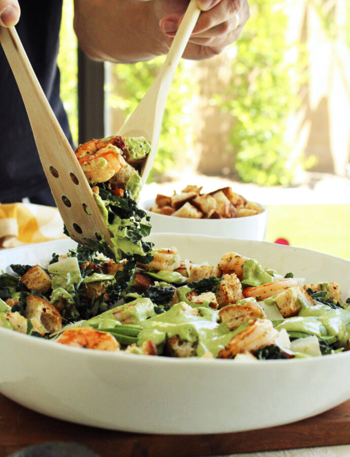Green Goddess Kale Caesar Salad