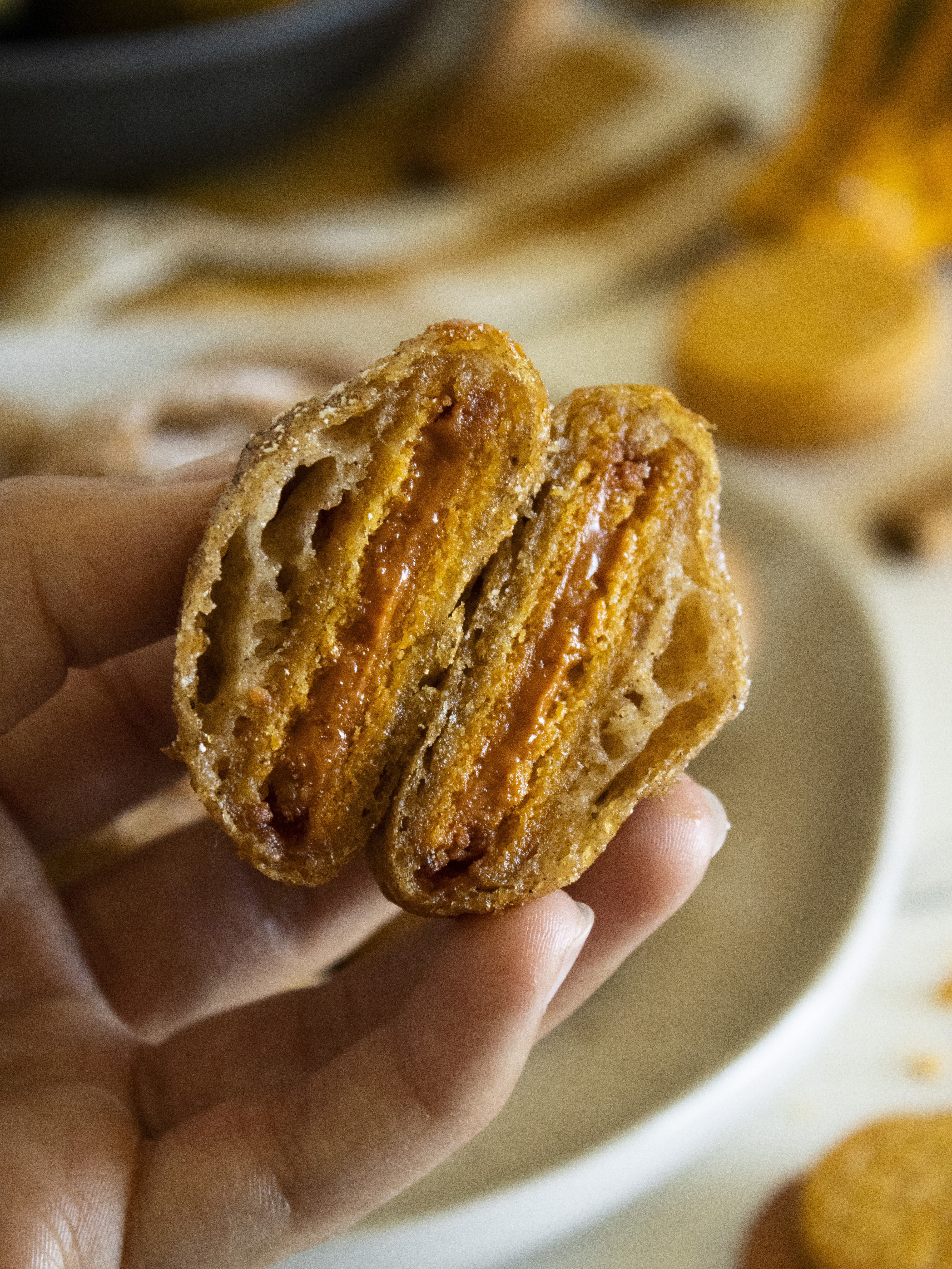 Pumpkin Spice Fried Oreos Macro Cross Section