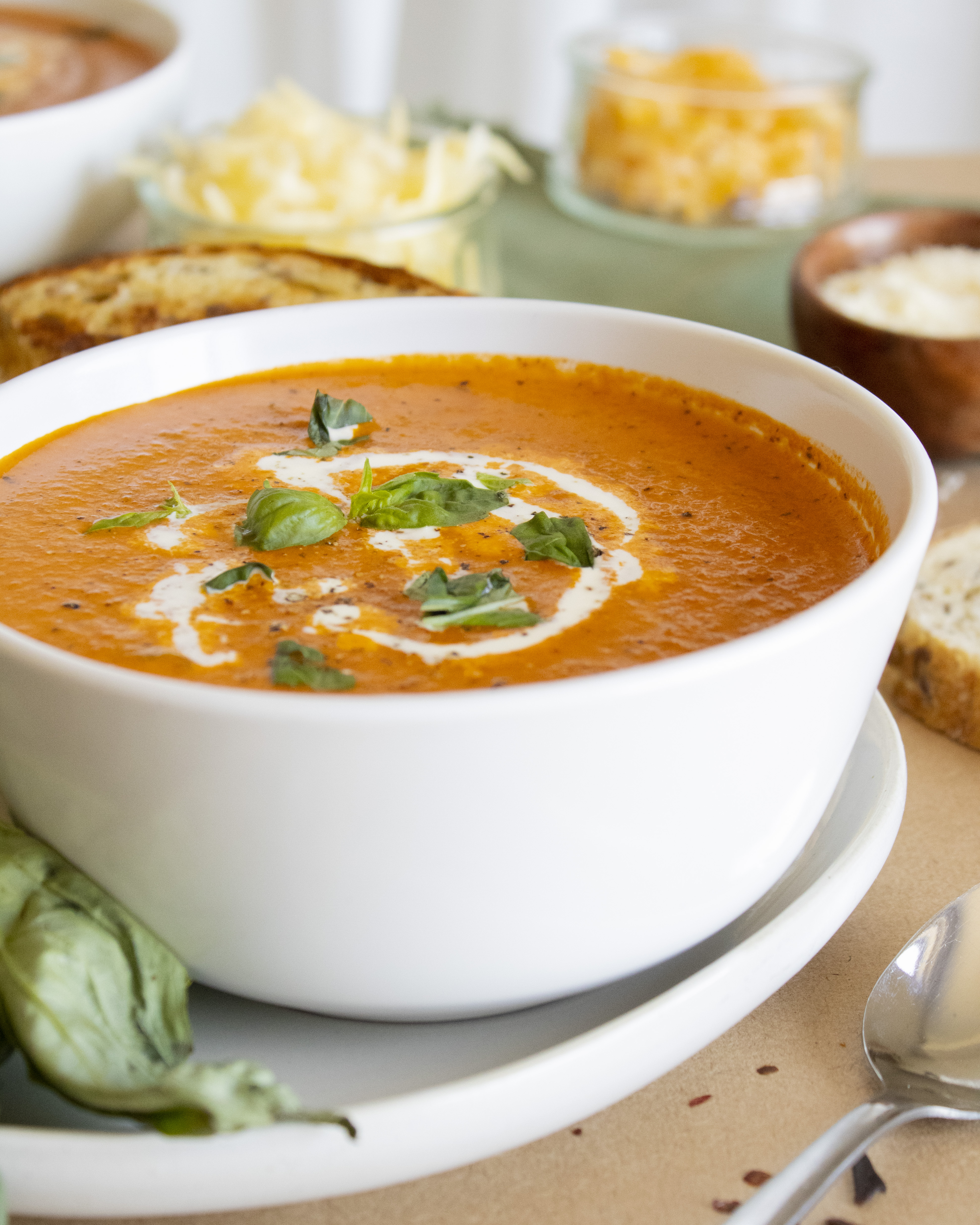 Close up of Roasted Tomato Soup 