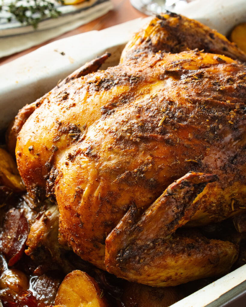 close up of Smoked Paprika Roast Chicken skin