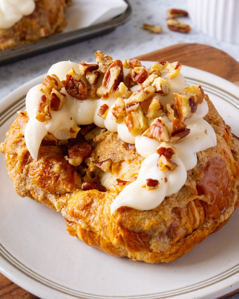 close up shot of carrot cake croissants