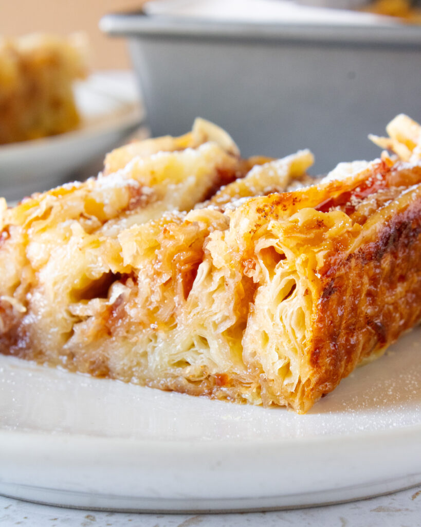 close up of layers in Guava and Cheese Crinkle Cake
