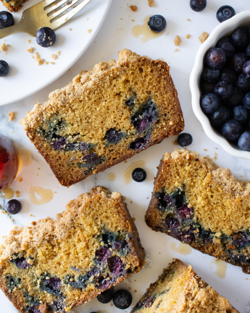top down of Blueberry Pancake Bread slices
