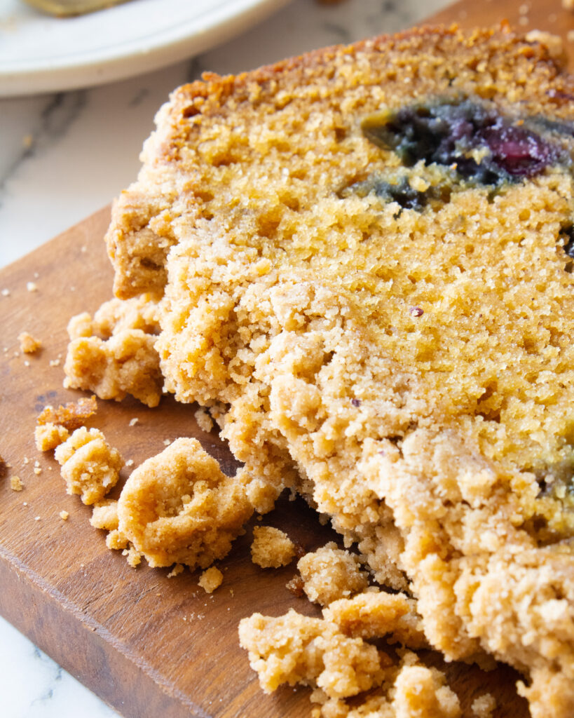 close up of crumble topping