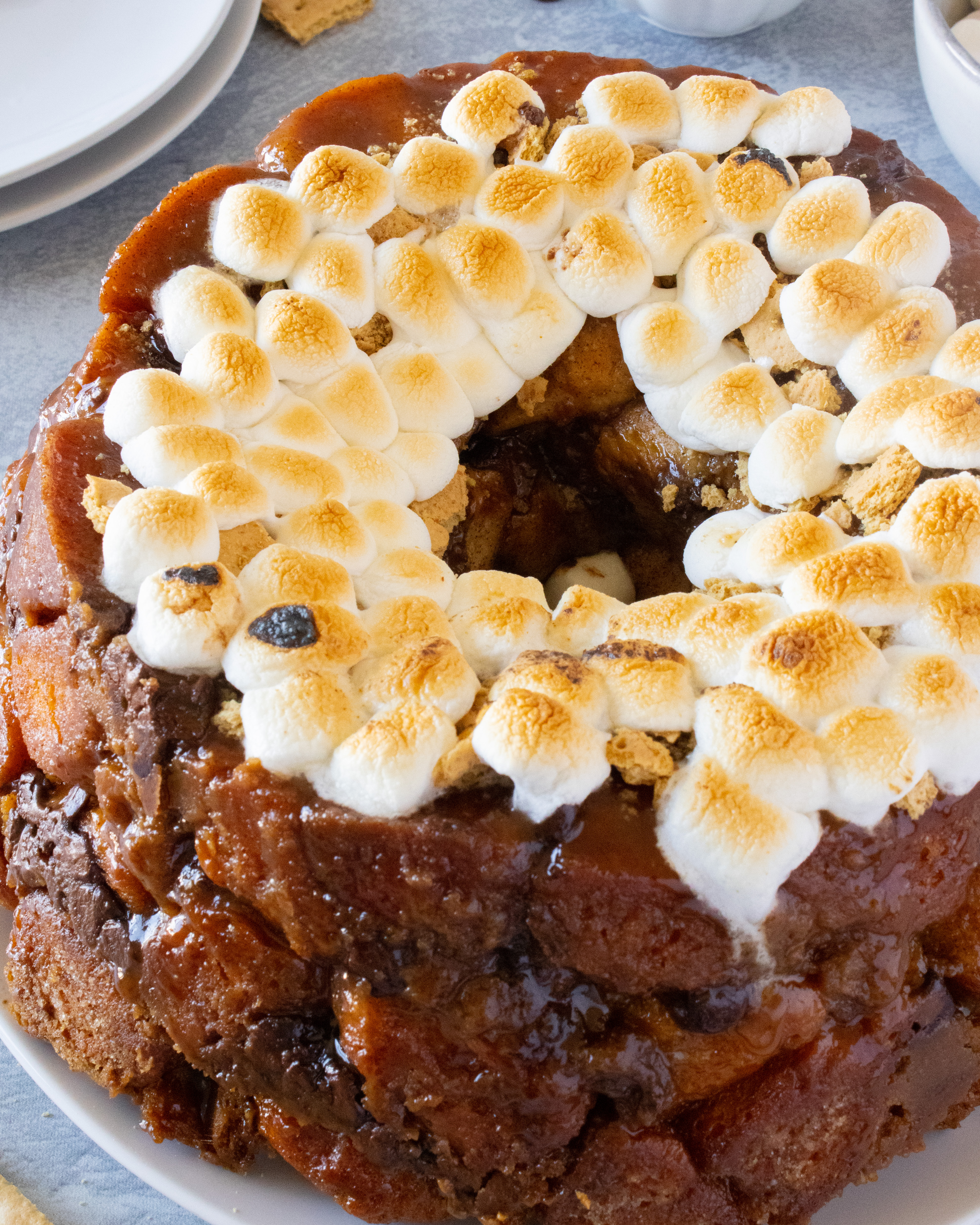 close up of the S'mores Monkey Bread