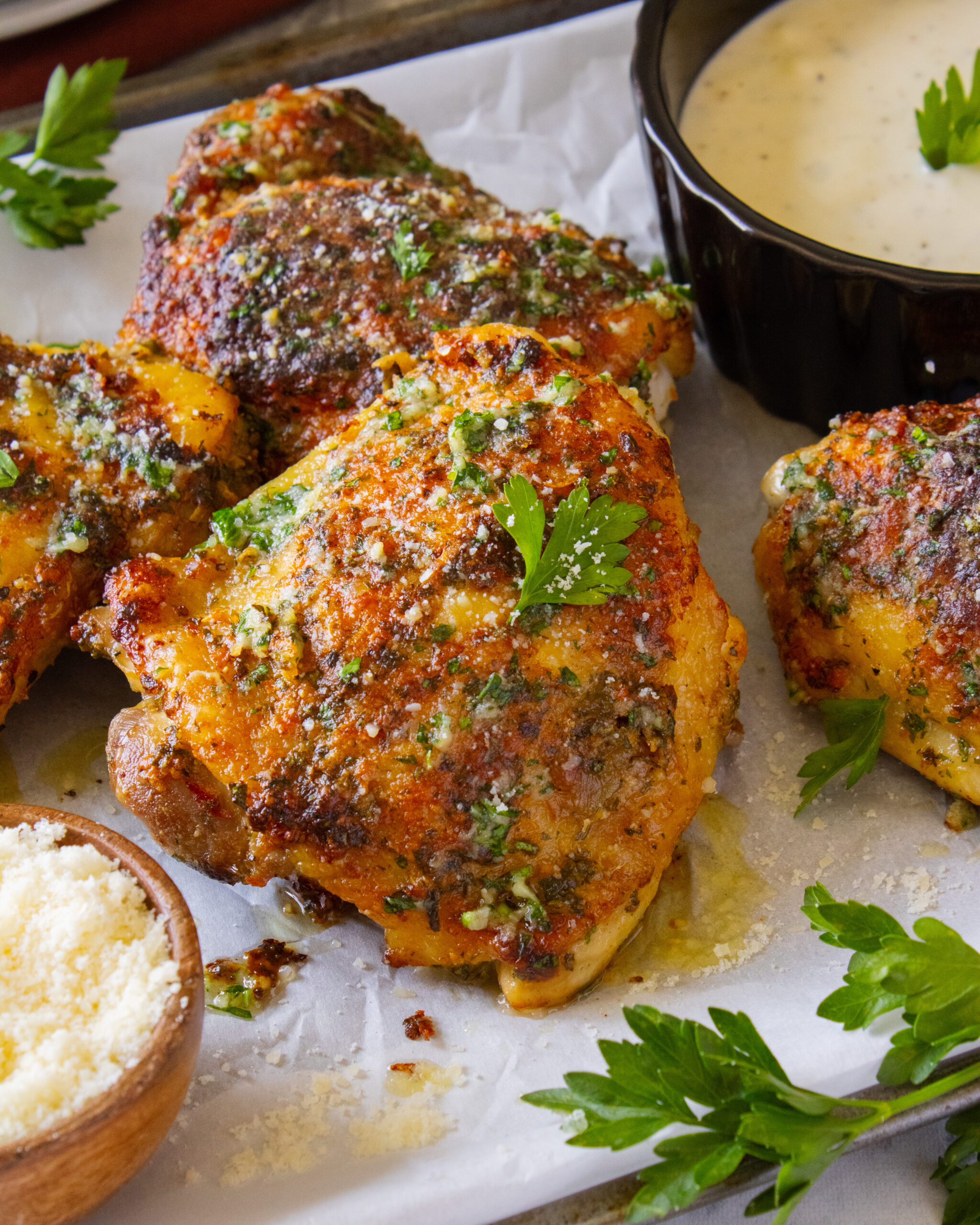 Garlic Parmesan Ranch Chicken Thighs