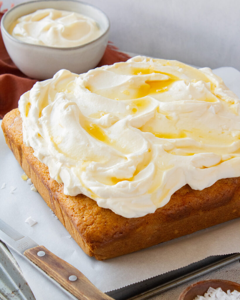 Tahini Carrot Cake with Salted Maple Whipped Cream