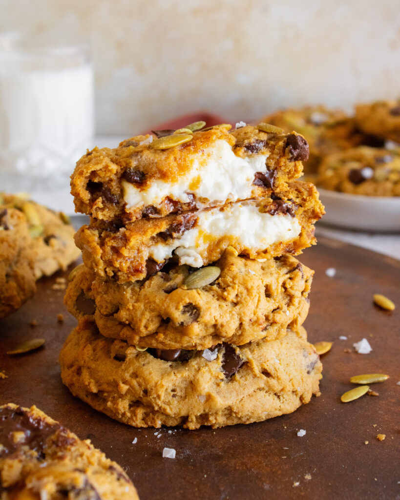 stack of Pumpkin Cream Cheese Cookies