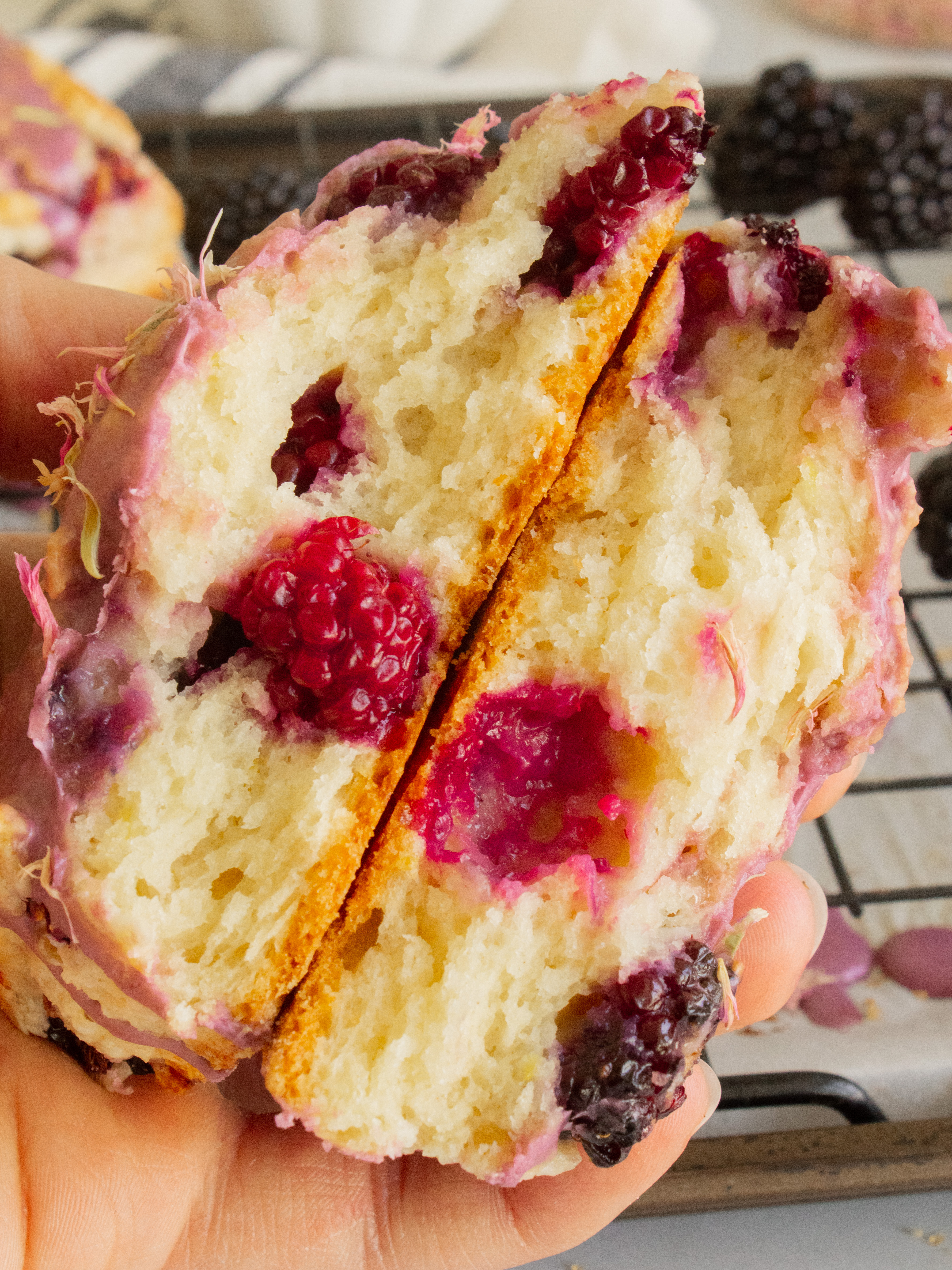 cross section of Blackberry Earl Grey Scones