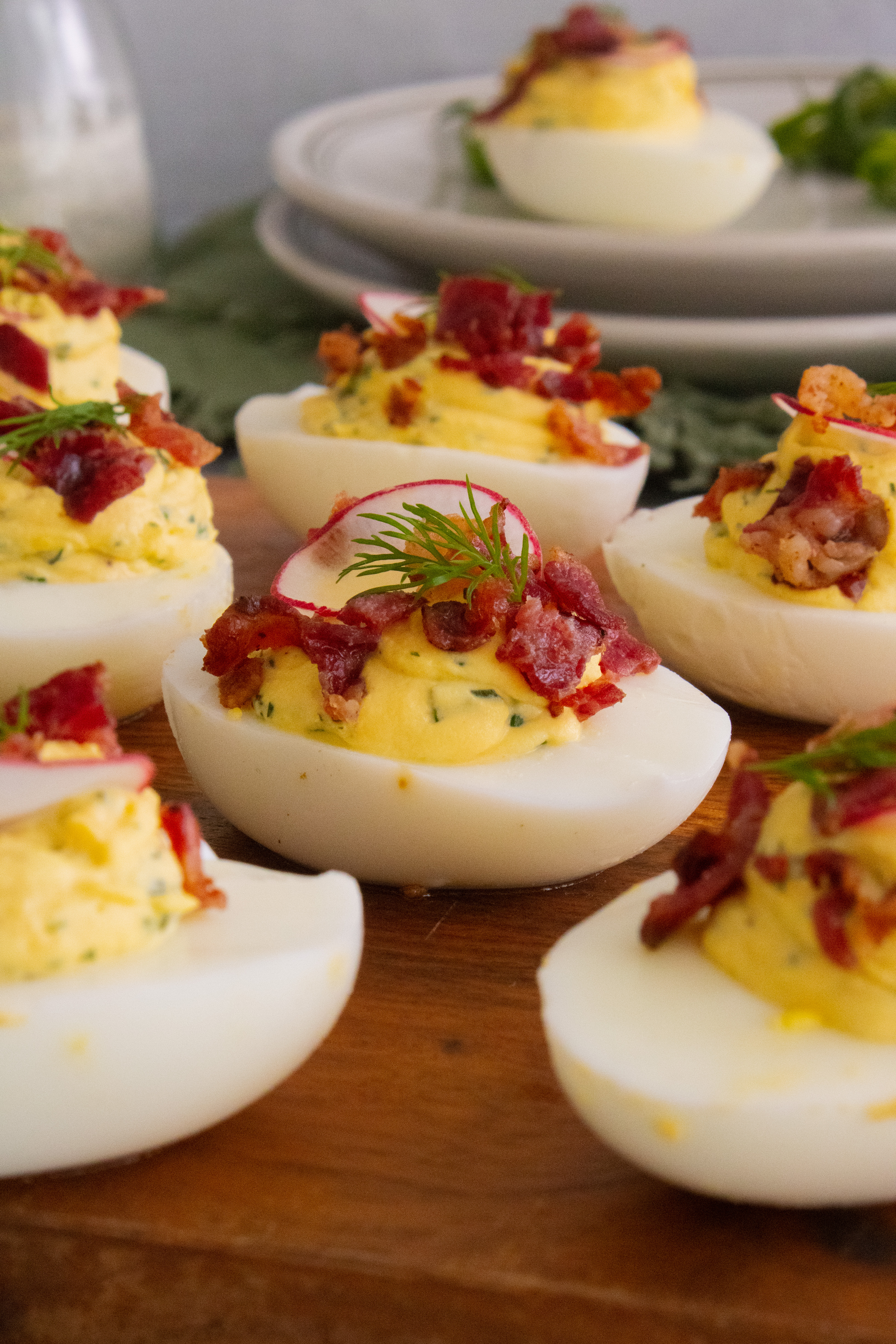close up of Dill Ranch Deviled Eggs