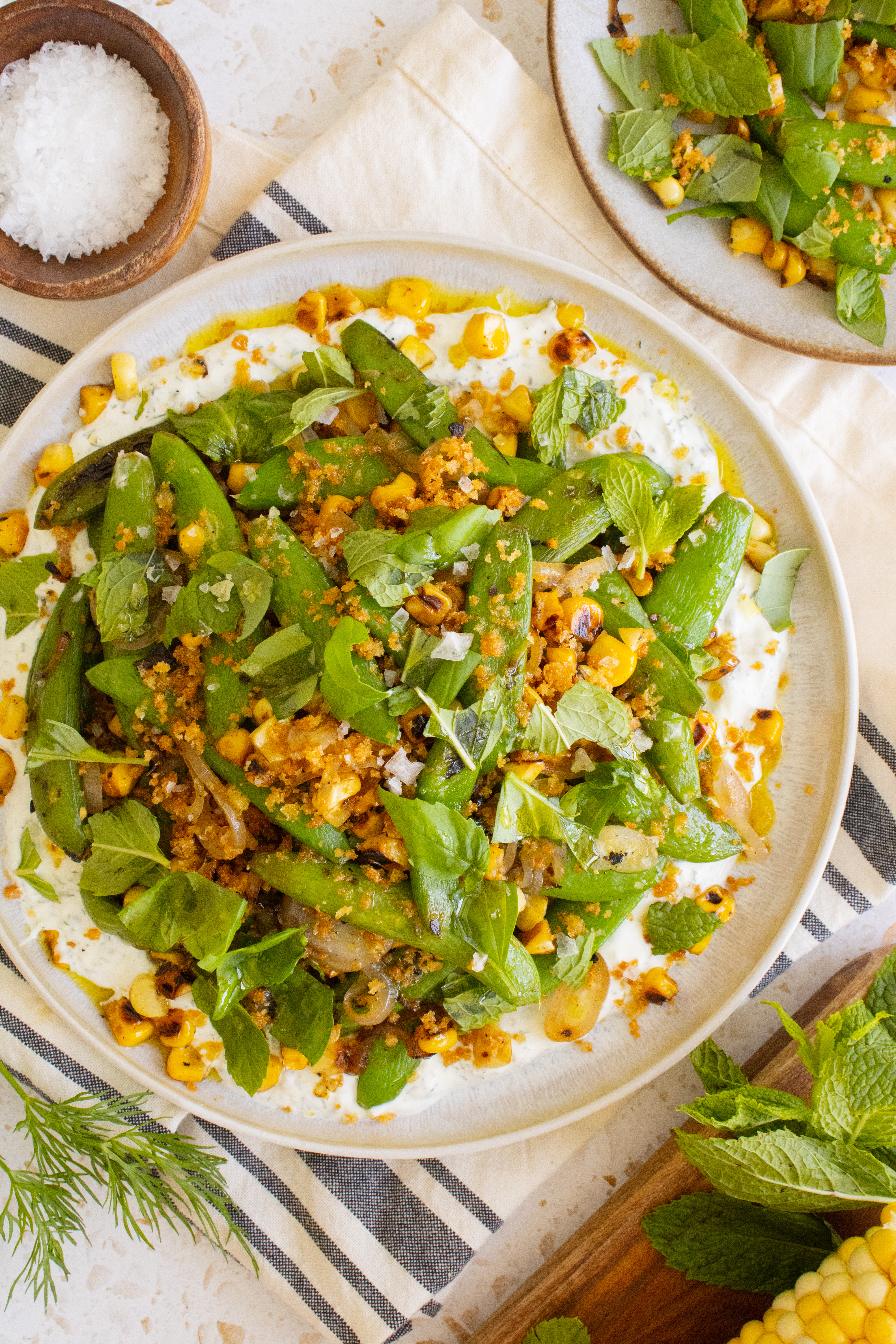 Charred Snap Pea Corn Salad