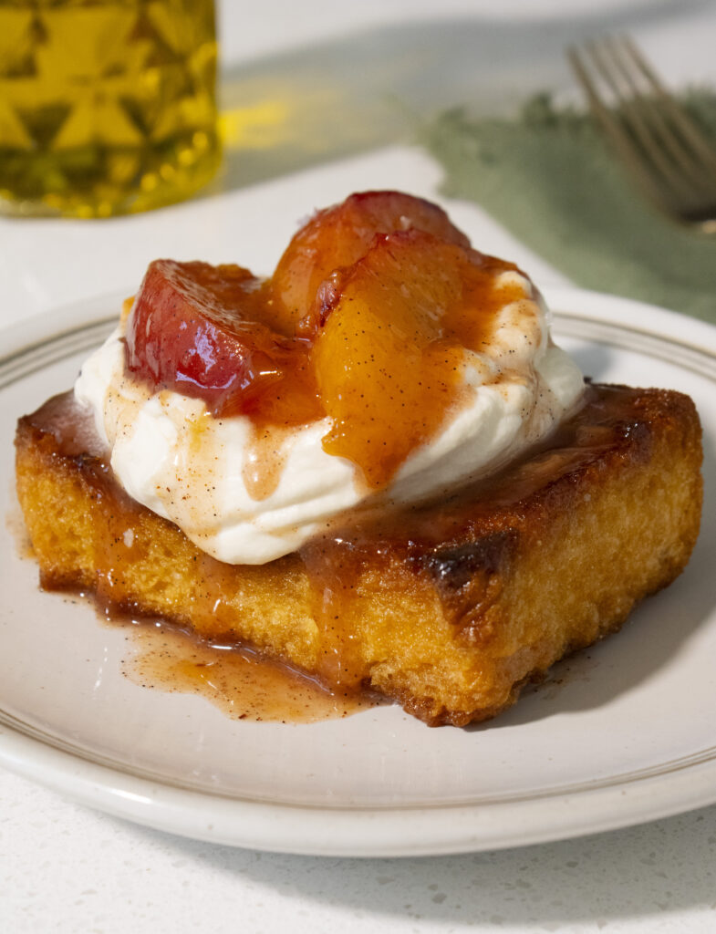 Caramelized Peach Honey Butter Toast on a plate