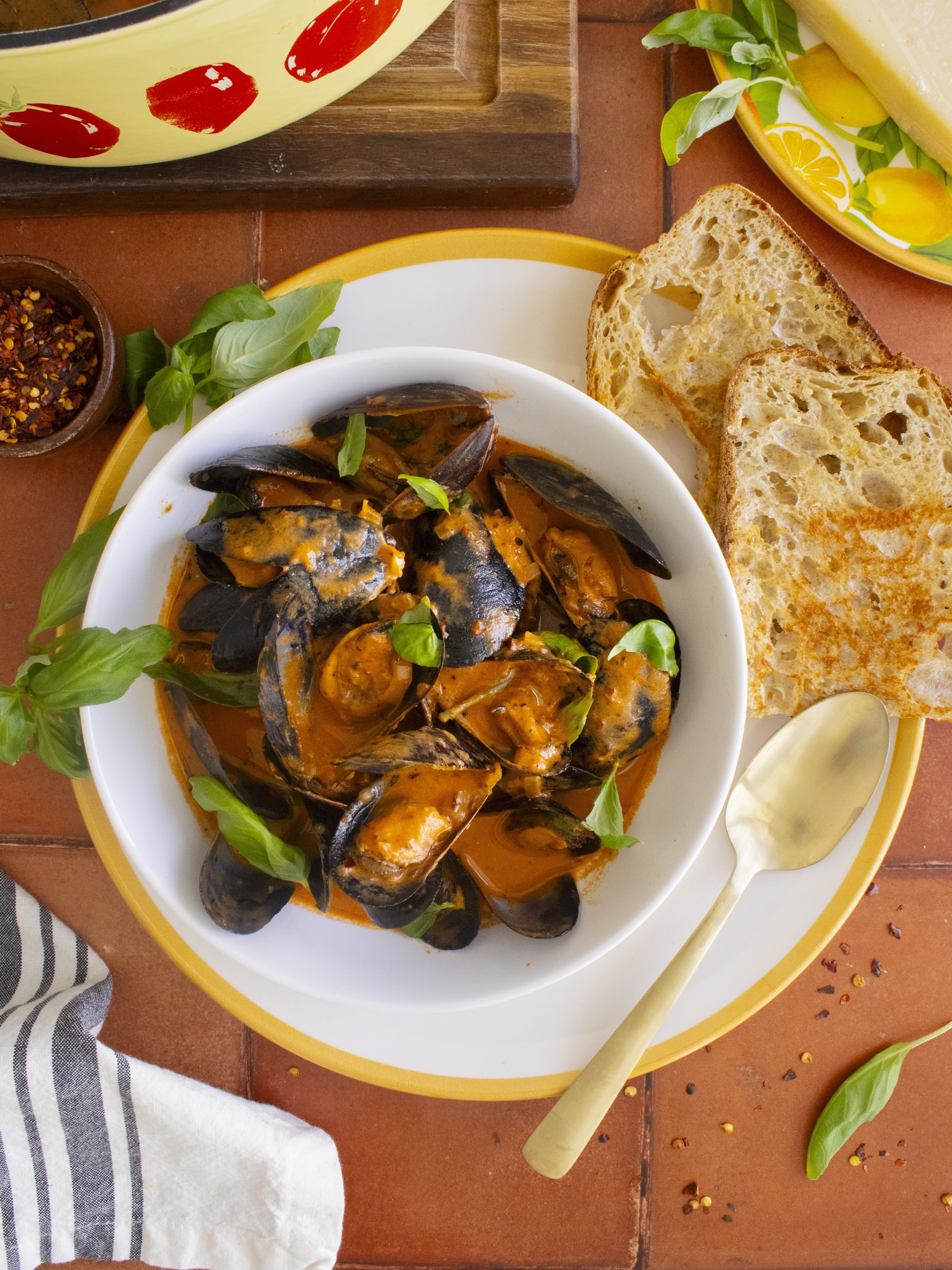 Spicy Vodka Mussels