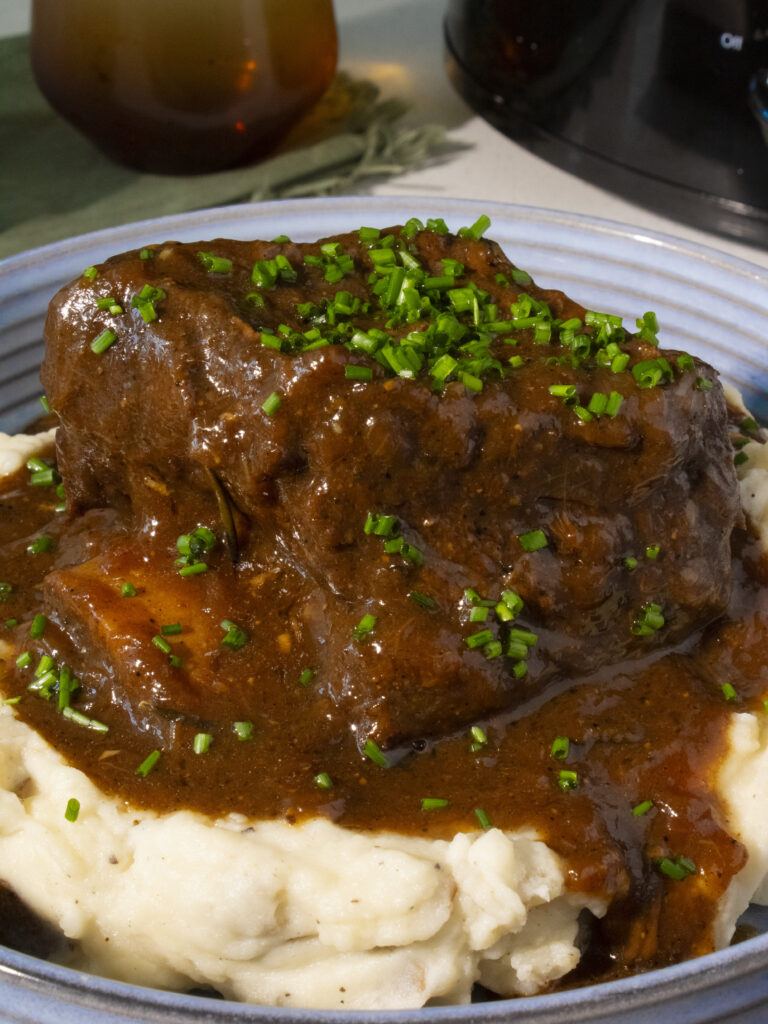 close up of Slow Cooker Miso Five Spice Short Ribs