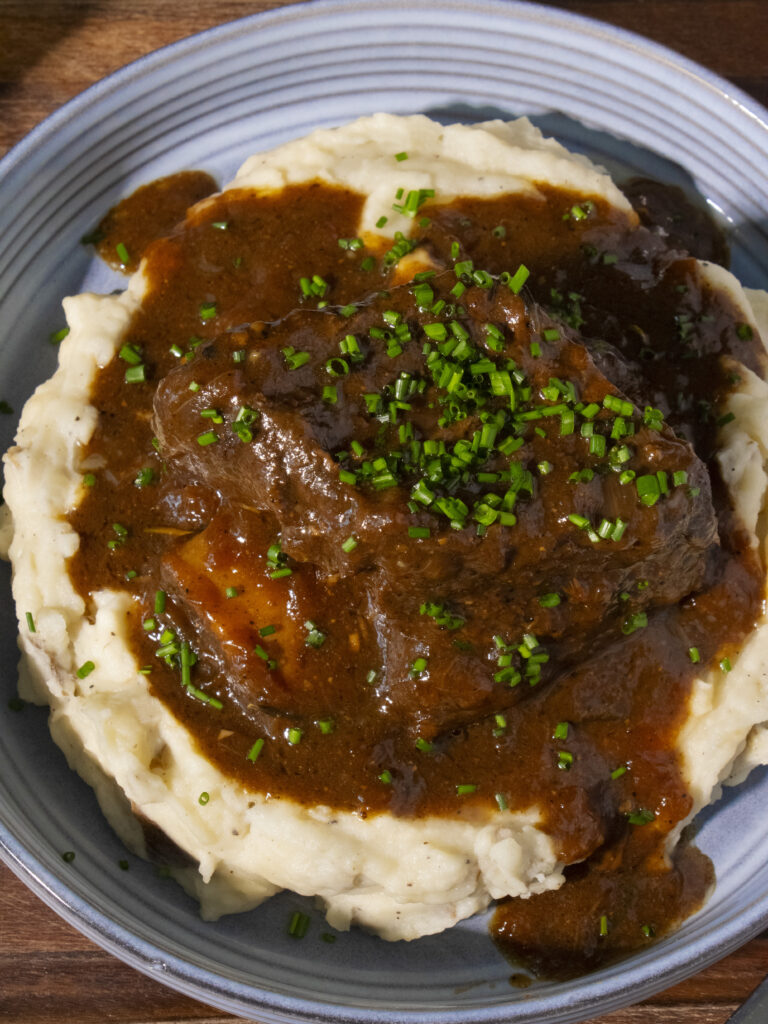 45 degree angle of Slow Cooker Miso Five Spice Short Ribs