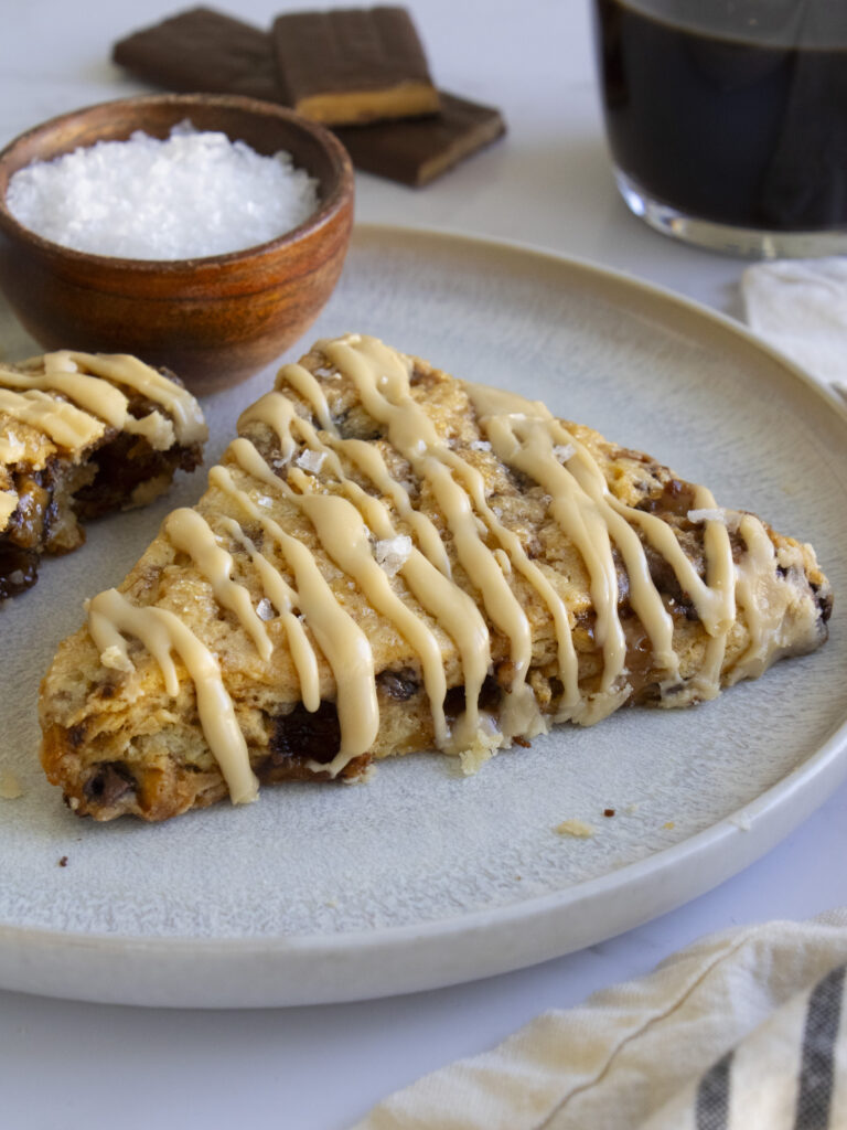 close up of Banoffee Scones on a plate