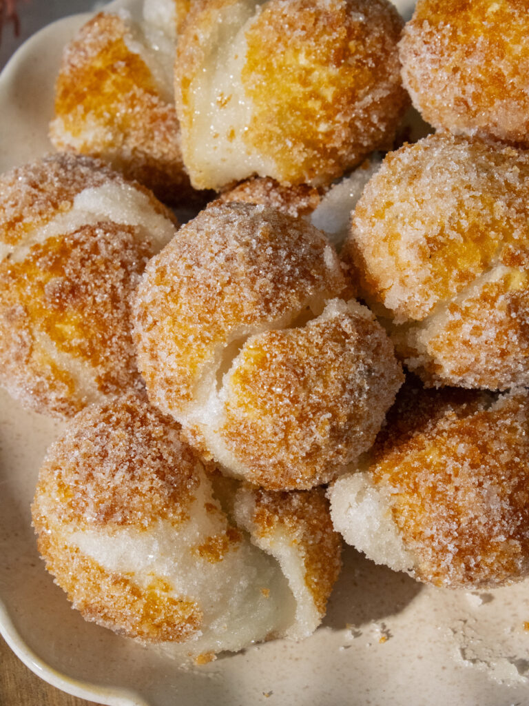 overhead shot of Crispy Tangyuan on a plate