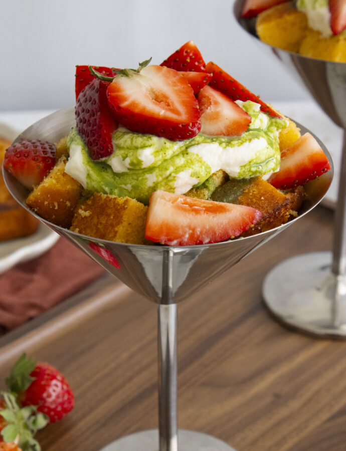 Strawberry Matcha Trifle Cups