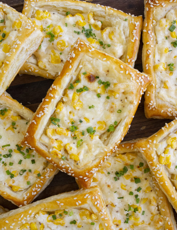 Corn Cheese Puff Pastry Tarts