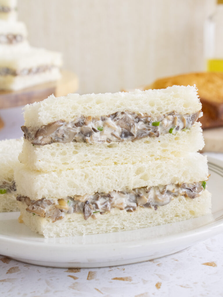 2 stacked Truffle Mushroom Tea Sandwiches