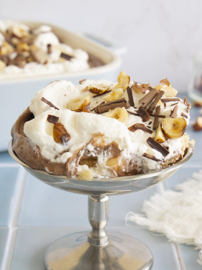 scoop of Chocolate Hazelnut Banana Pudding