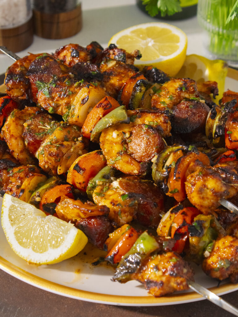 medium close up of Grilled Cajun Skewers