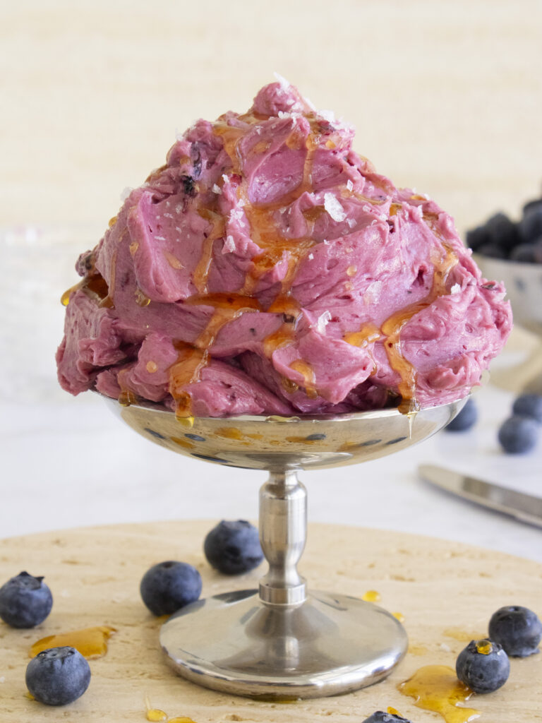 wide straight on shot of Whipped Blueberry Butter
