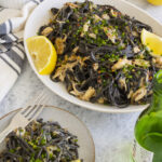 Miso Leek Squid Ink Pasta