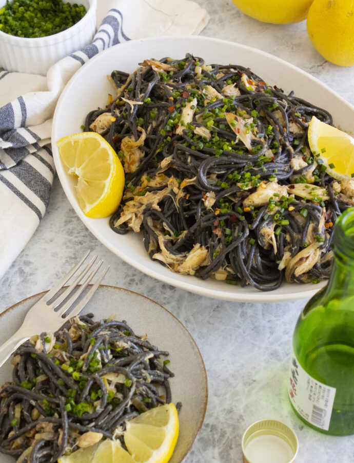 Miso Leek Squid Ink Pasta