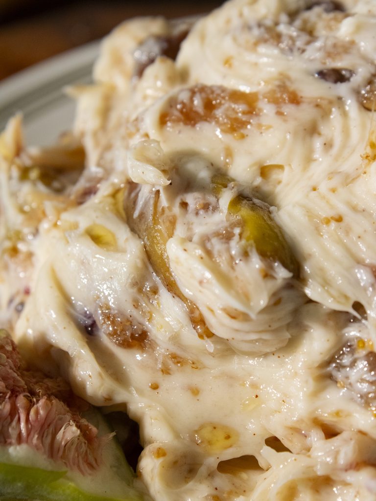 close up of fig chunks in Salted Maple Fig Butter